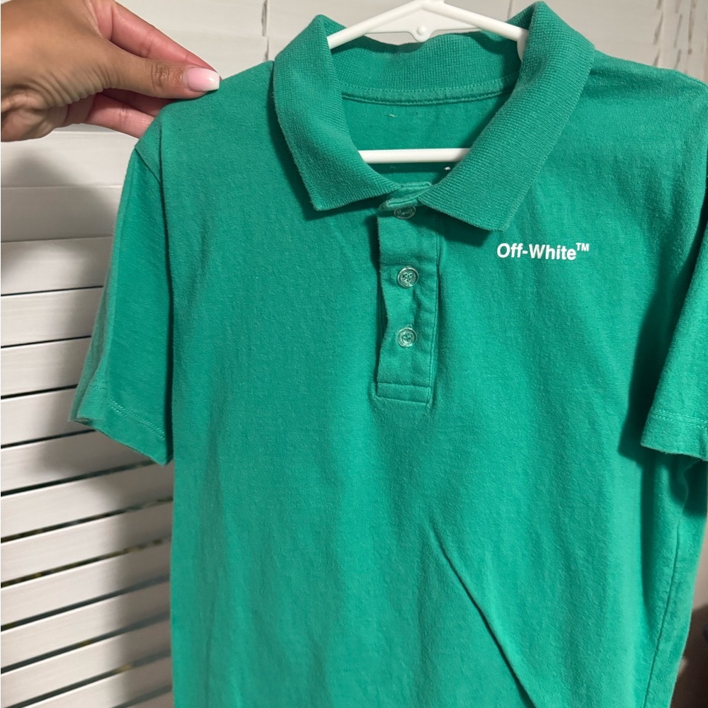 Off-White Kids Polo Shirt in Vibrant Green